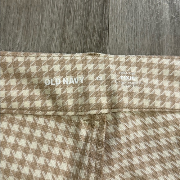 Old Navy Pants Women Size 12 Beige Houndstooth Pixie High Rise Skinny Trousers - Picture 7 of 12